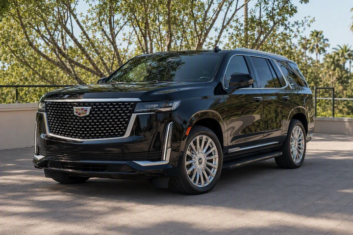 Black 2024 Cadillac Escalade, front three-quarter view