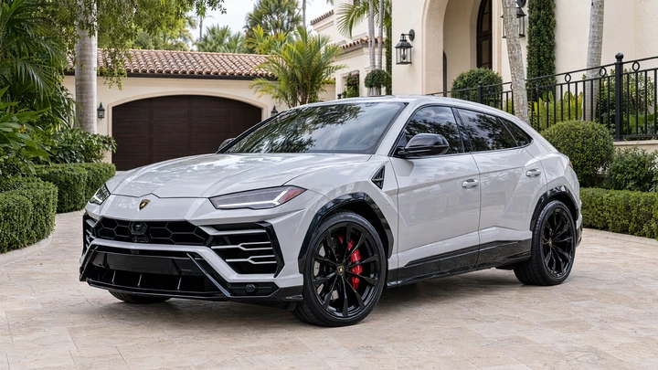 Rent a 2021 light-grey Lamborghini Urus in Miami