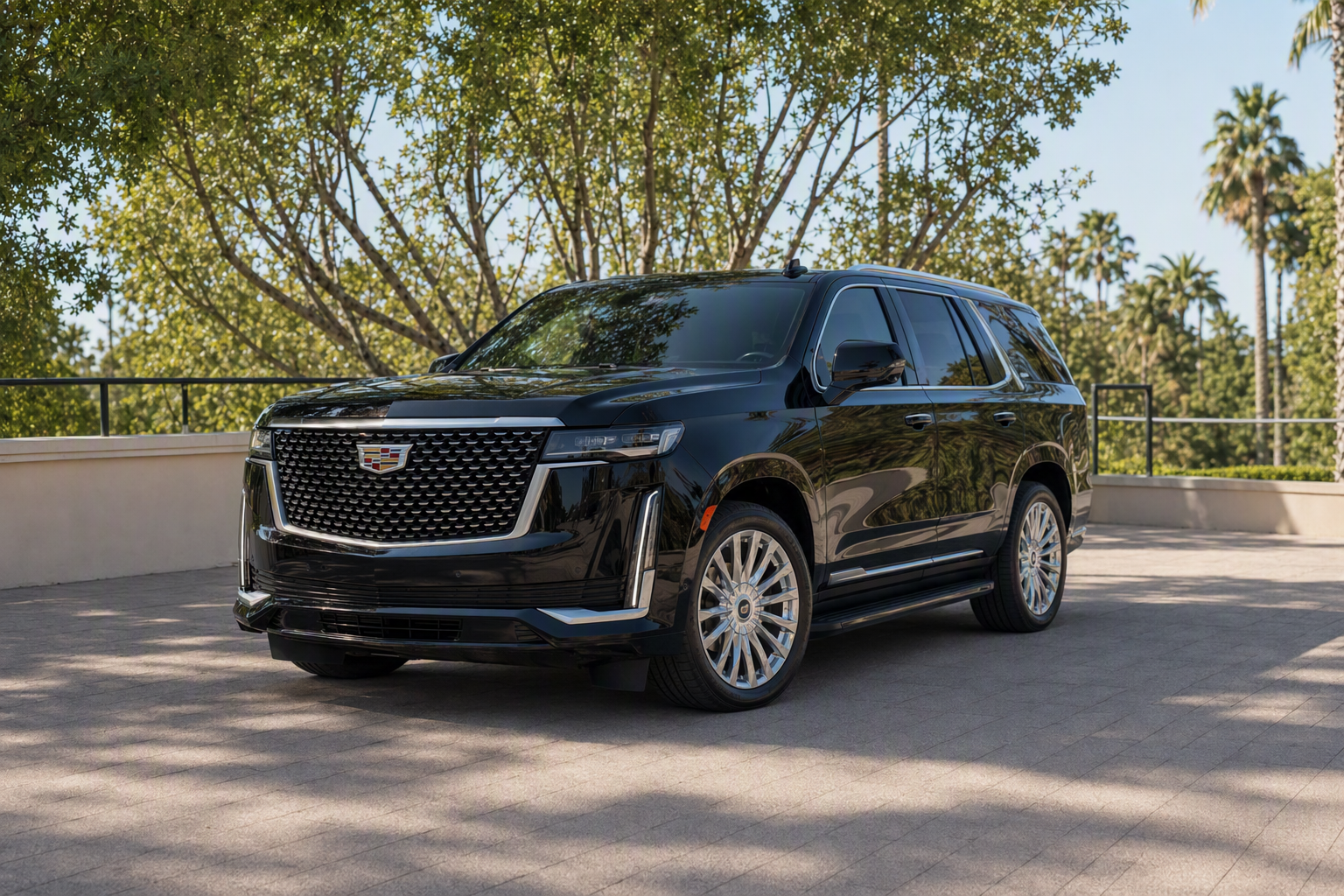 Black 2024 Cadillac Escalade, front three-quarter view