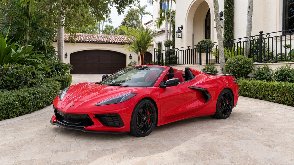 Rent a 2026 red Chevrolet Corvette C8 1LT in Miami