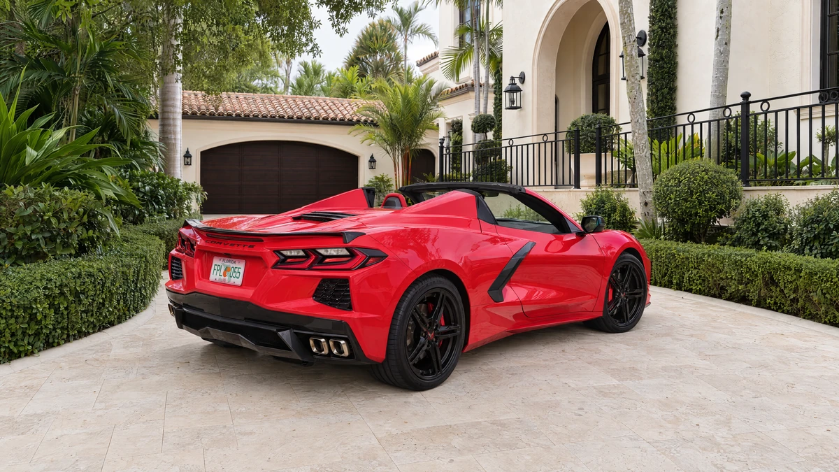 Rent a 2026 red Chevrolet Corvette C8 1LT in Miami