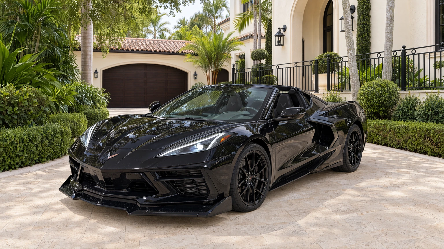 Black Corvette C8 3LT shown in BEY's Miami rental listing