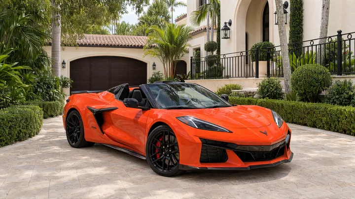 Orange 2026 Corvette Z06 convertible in Miami