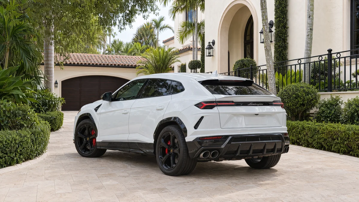Rent a 2020 white Lamborghini Urus in Miami