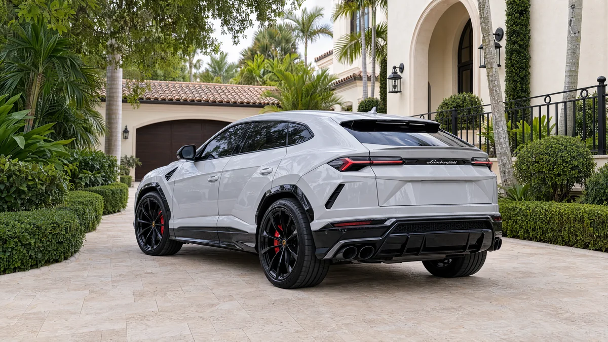 Rent a 2021 light-grey Lamborghini Urus in Miami