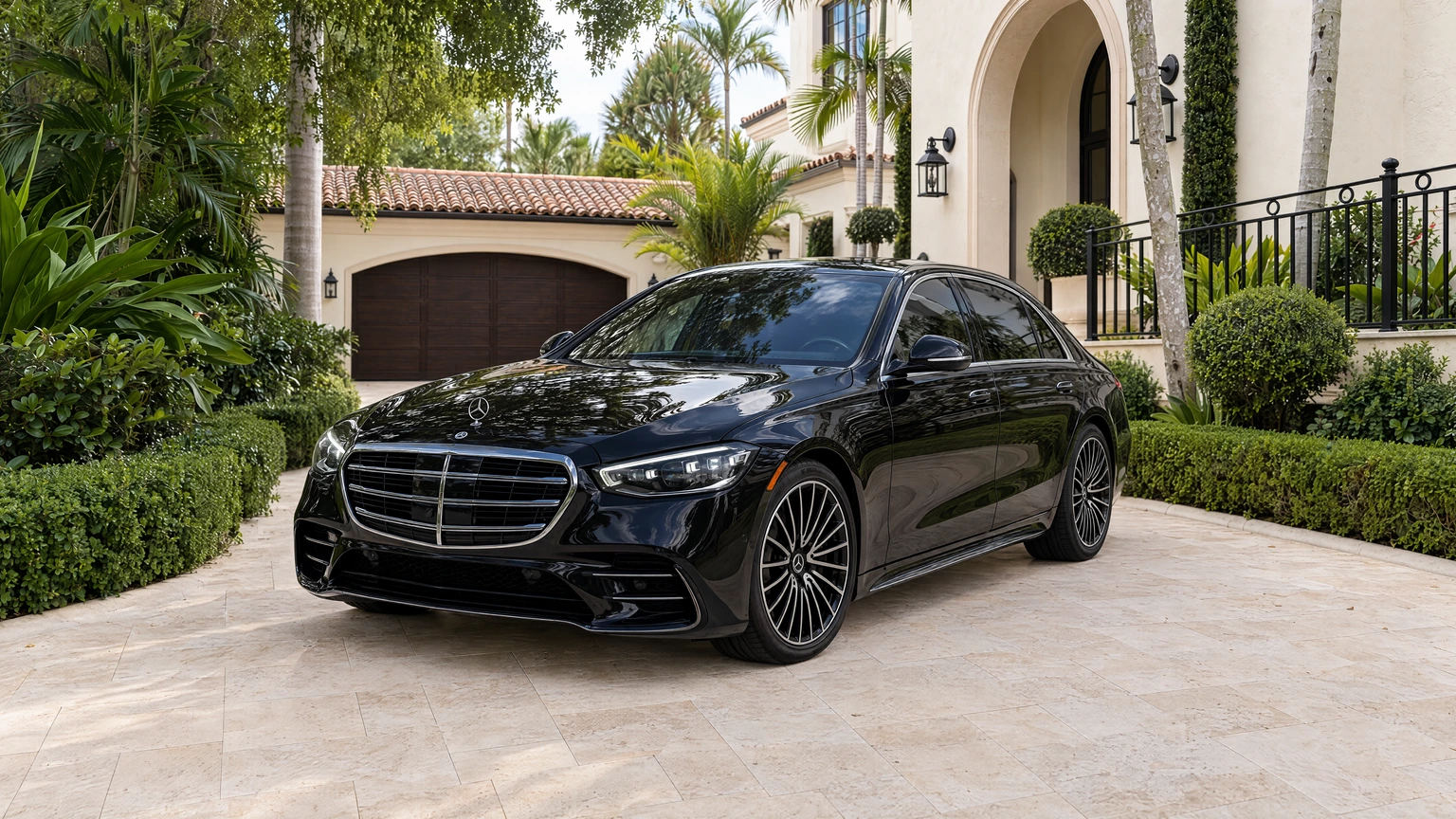 Black 2023 Mercedes-Benz S580 in BEY's Miami rental fleet